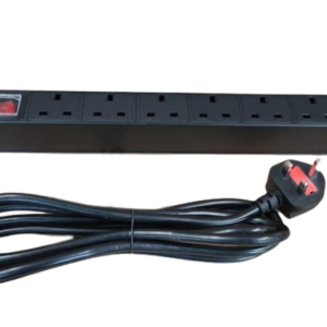 6 Way Power Distribution Unit 1U with 3 pin UK socket and plug